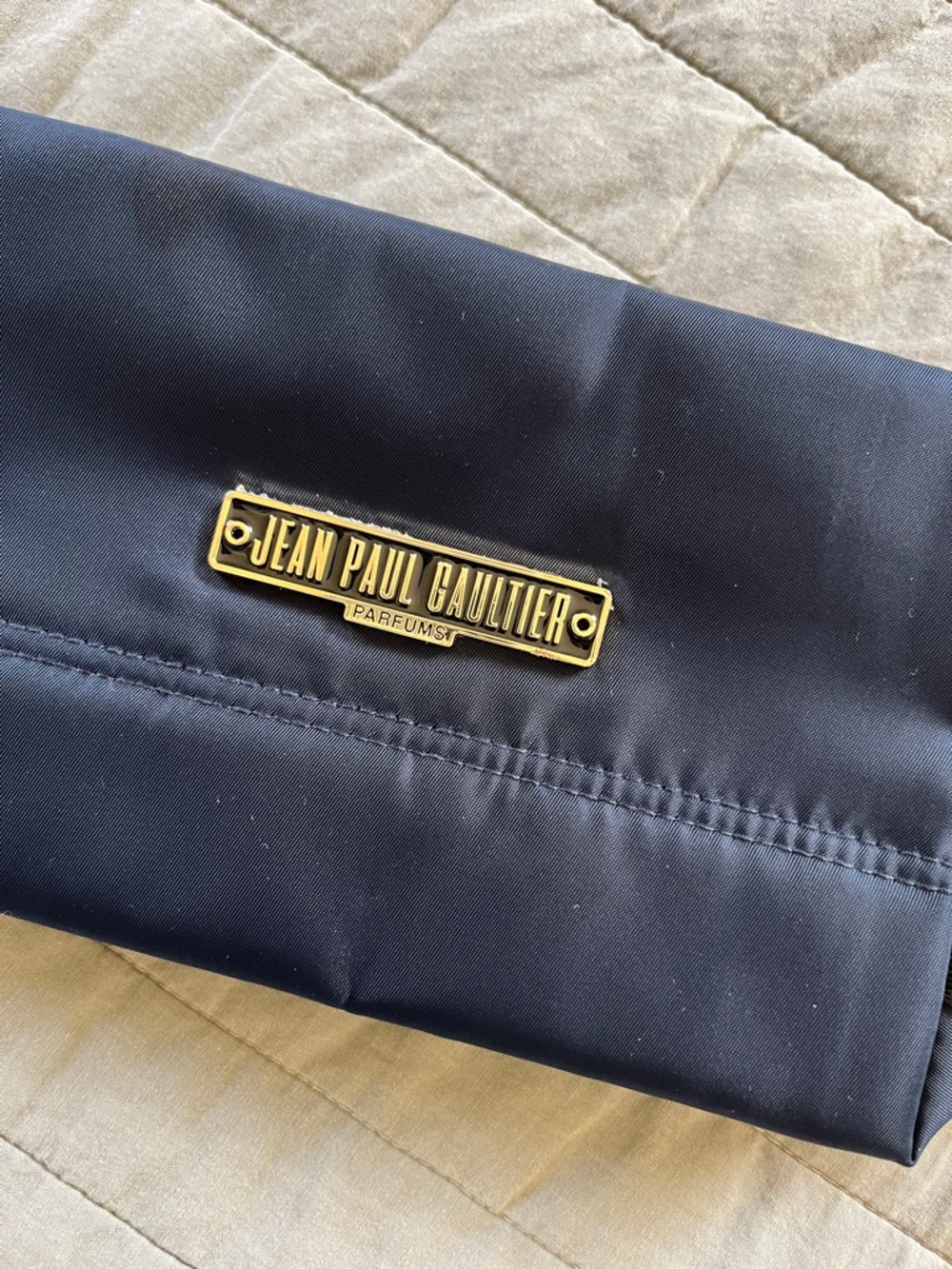 Jean Paul Gaultier Blue and Gold Logo Neceser Pouch